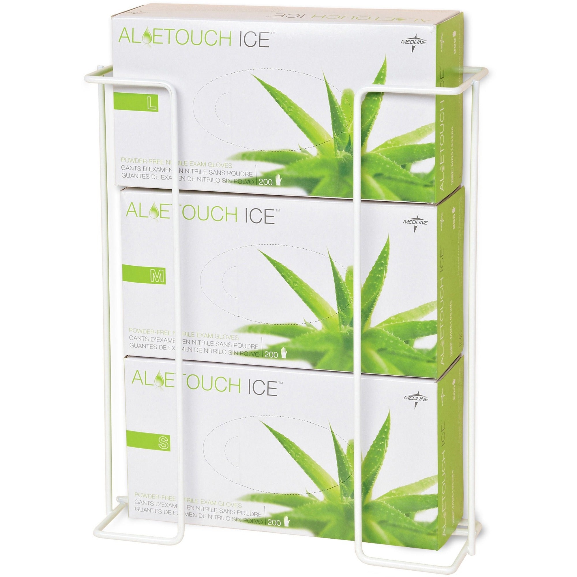 Medline Horizontal-Mount Wire Triple Glove Box Holder - Horizontal - 2 / Pack - White