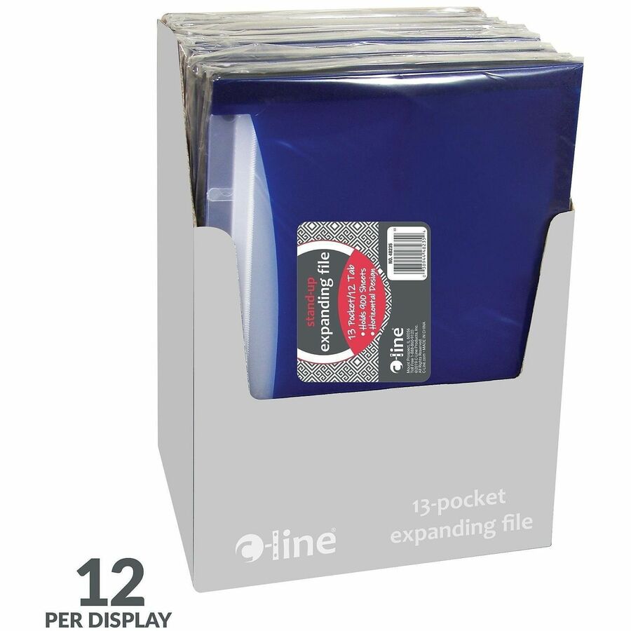 13-Pocket Expanding File, 9.25" Expansion, 13 Sections, 1/6-Cut Tabs, Letter Size, Blue