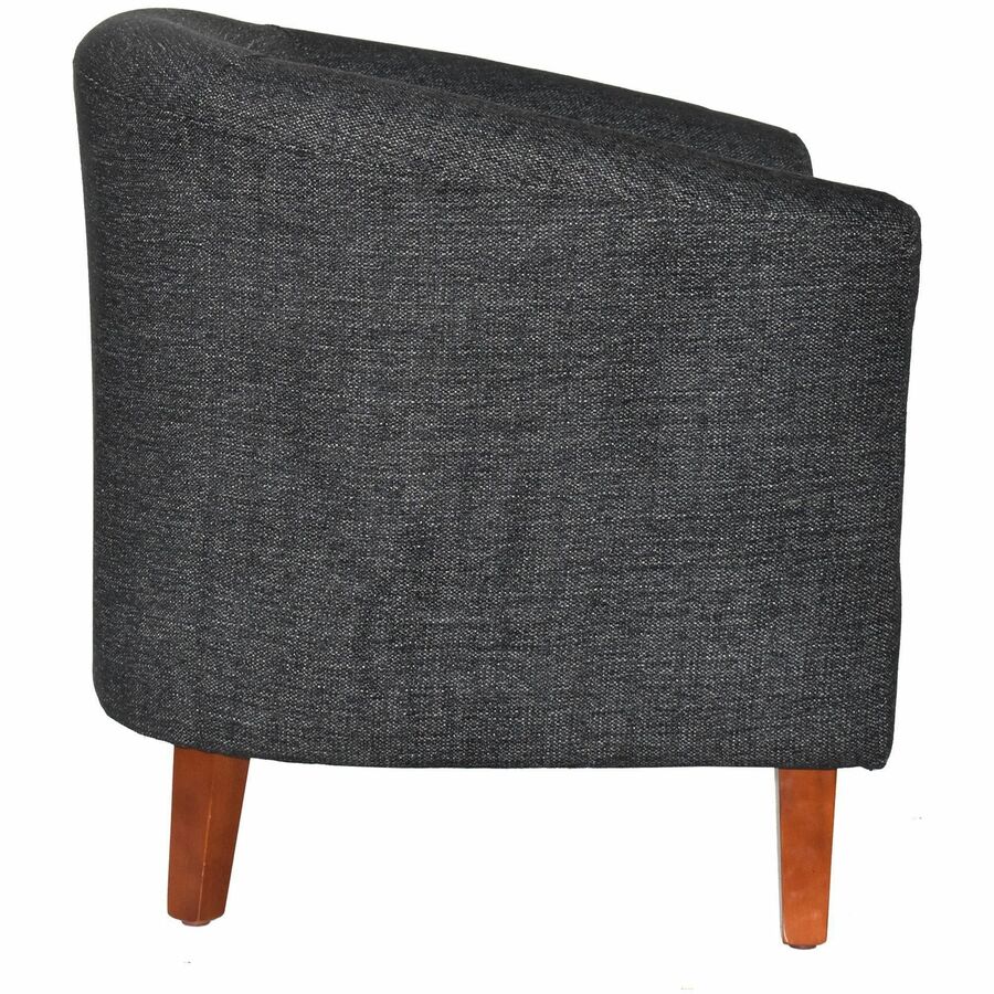 Lorell Barrel Armchair - Black Fabric Seat - Black Fabric Back - Four-legged Base - 1 Each