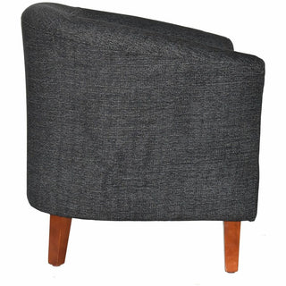 Lorell Barrel Armchair - Black Fabric Seat - Black Fabric Back - Four-legged Base - 1 Each