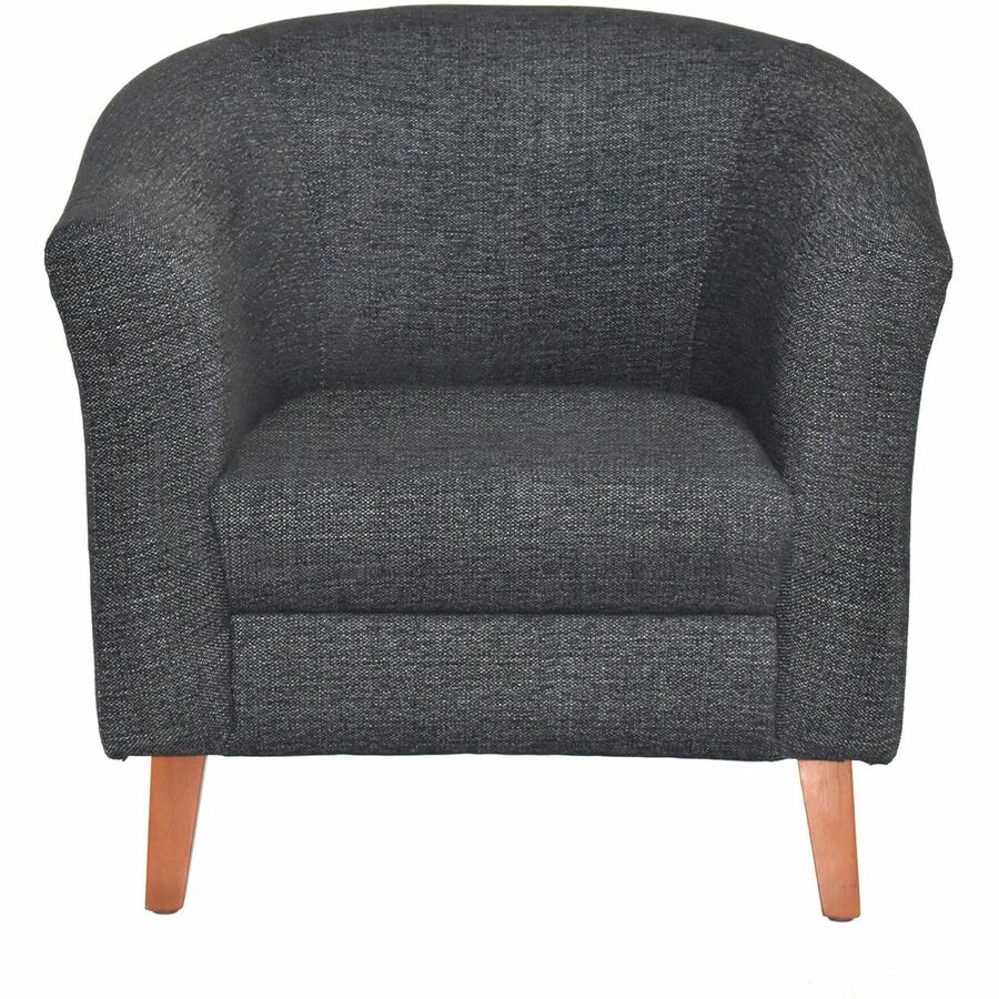 Lorell Barrel Armchair - Black Fabric Seat - Black Fabric Back - Four-legged Base - 1 Each