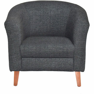 Lorell Barrel Armchair - Black Fabric Seat - Black Fabric Back - Four-legged Base - 1 Each