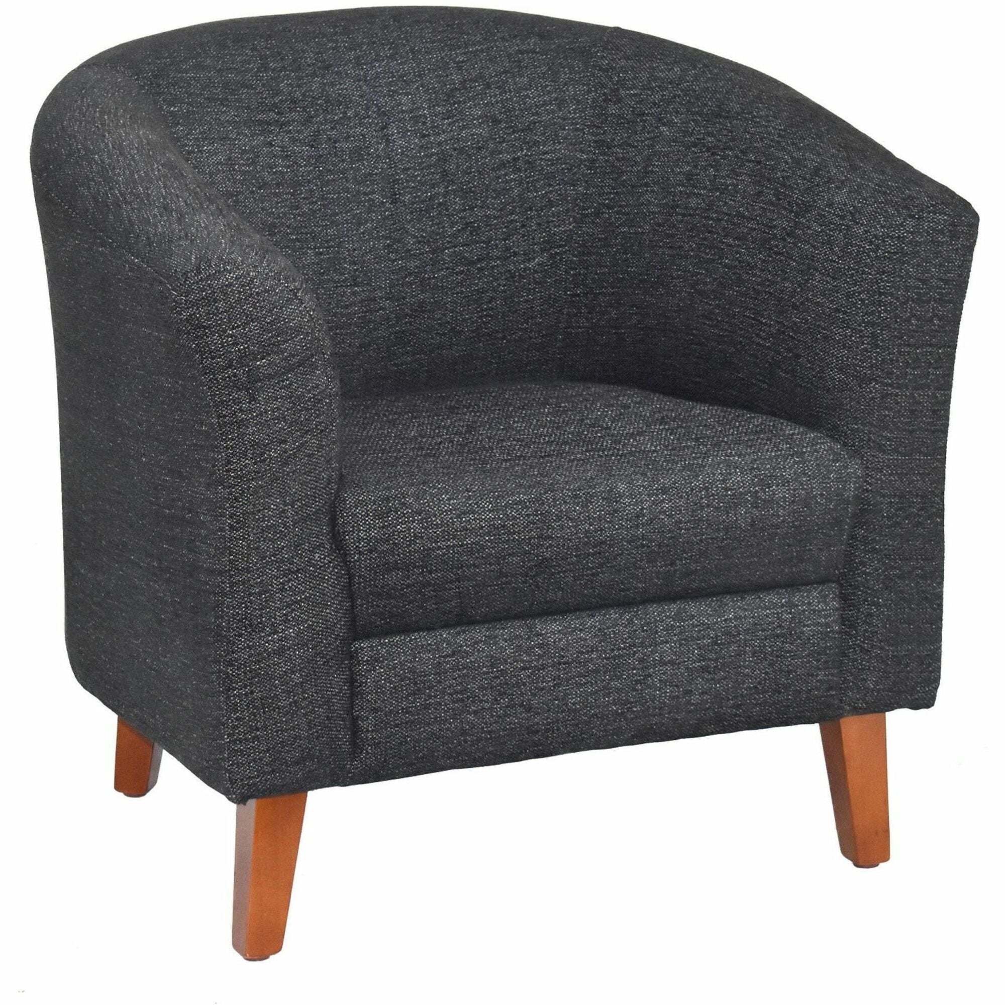 Lorell Barrel Armchair - Black Fabric Seat - Black Fabric Back - Four-legged Base - 1 Each