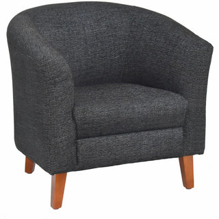 Lorell Barrel Armchair - Black Fabric Seat - Black Fabric Back - Four-legged Base - 1 Each