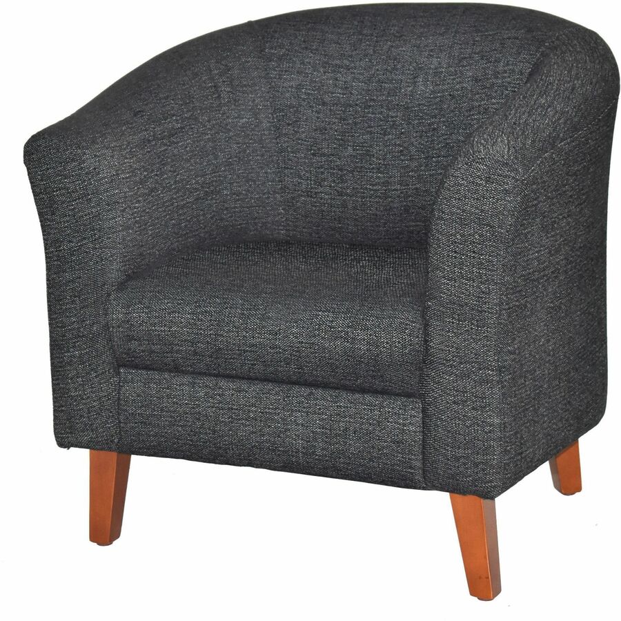 Lorell Barrel Armchair - Black Fabric Seat - Black Fabric Back - Four-legged Base - 1 Each