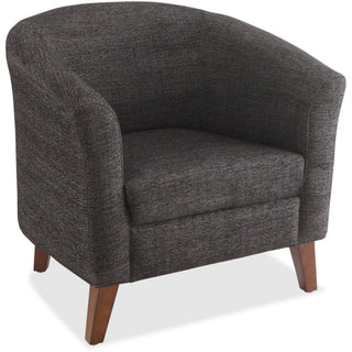 Lorell Barrel Armchair - Black Fabric Seat - Black Fabric Back - Four-legged Base - 1 Each - 
