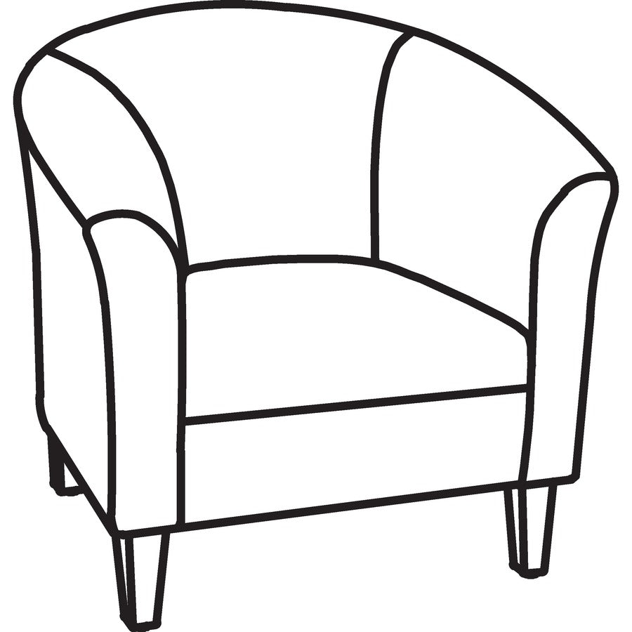Lorell Barrel Armchair - Black Fabric Seat - Black Fabric Back - Four-legged Base - 1 Each - 