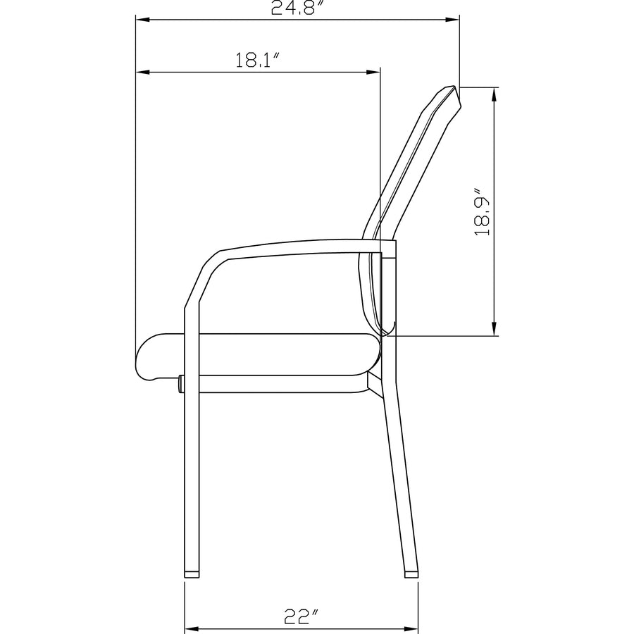 Lorell Mesh Back Guest Chair - Black Fabric Seat - Nylon Back - Powder Coated Frame - Four-legged Base - Black, Gray - Armrest - 1 Each
