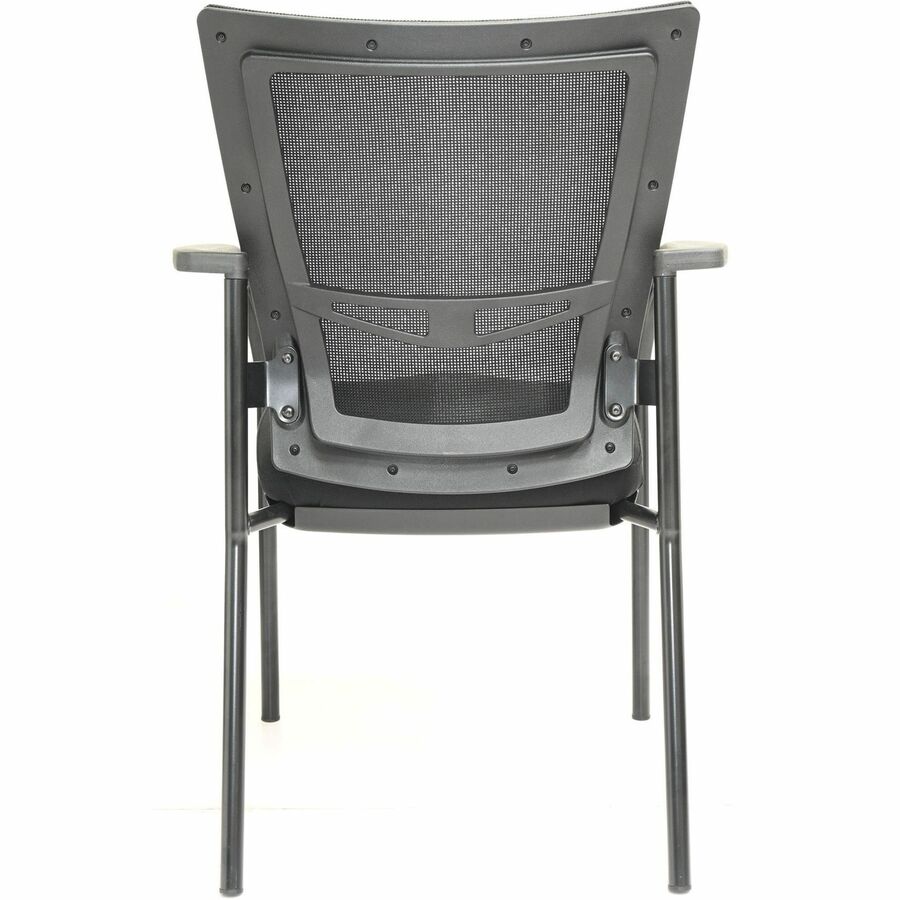 Lorell Mesh Back Guest Chair - Black Fabric Seat - Nylon Back - Powder Coated Frame - Four-legged Base - Black, Gray - Armrest - 1 Each