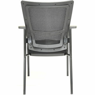 Lorell Mesh Back Guest Chair - Black Fabric Seat - Nylon Back - Powder Coated Frame - Four-legged Base - Black, Gray - Armrest - 1 Each