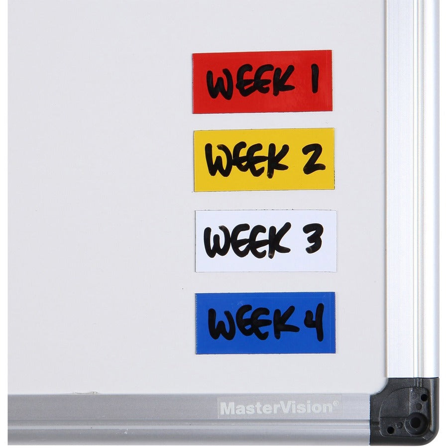 MasterVision 2" Magnetic Dry Erase Strips - 2" Length x 0.88" Width - For Board, Steel - 25 / Bag - Yellow - 