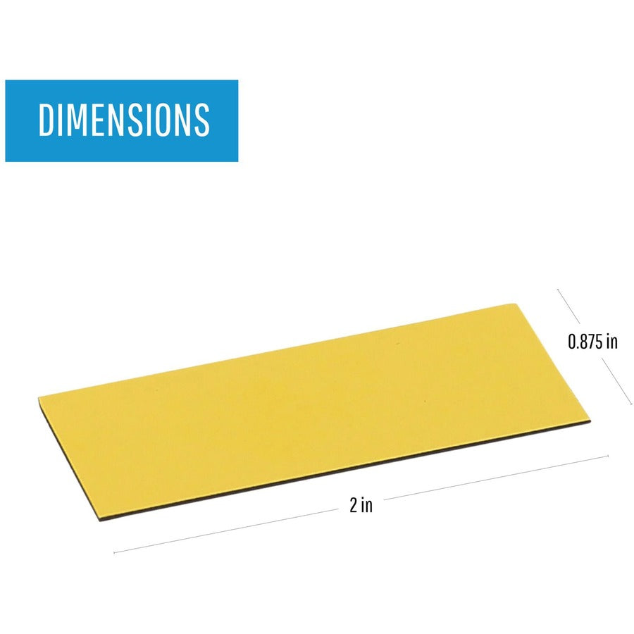 MasterVision 2" Magnetic Dry Erase Strips - 2" Length x 0.88" Width - For Board, Steel - 25 / Bag - Yellow