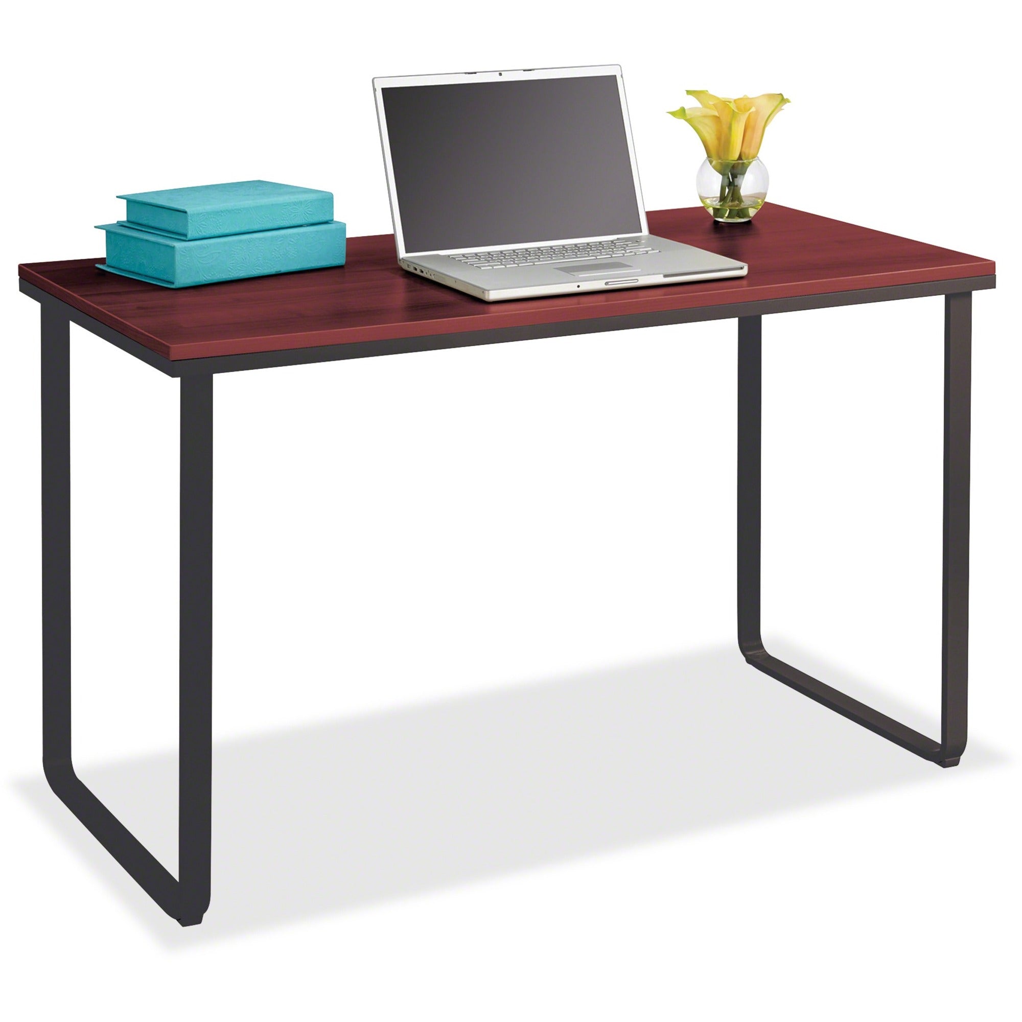 Steel Desk, 47.25" x 24" x 28.75", Cherry/Black