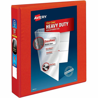 Heavy-Duty View Binder with DuraHinge and One Touch EZD Rings, 3 Rings, 1.5" Capacity, 11 x 8.5, Red