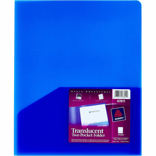Plastic Two-Pocket Folder, 20-Sheet Capacity, 11 x 8.5, Translucent Blue