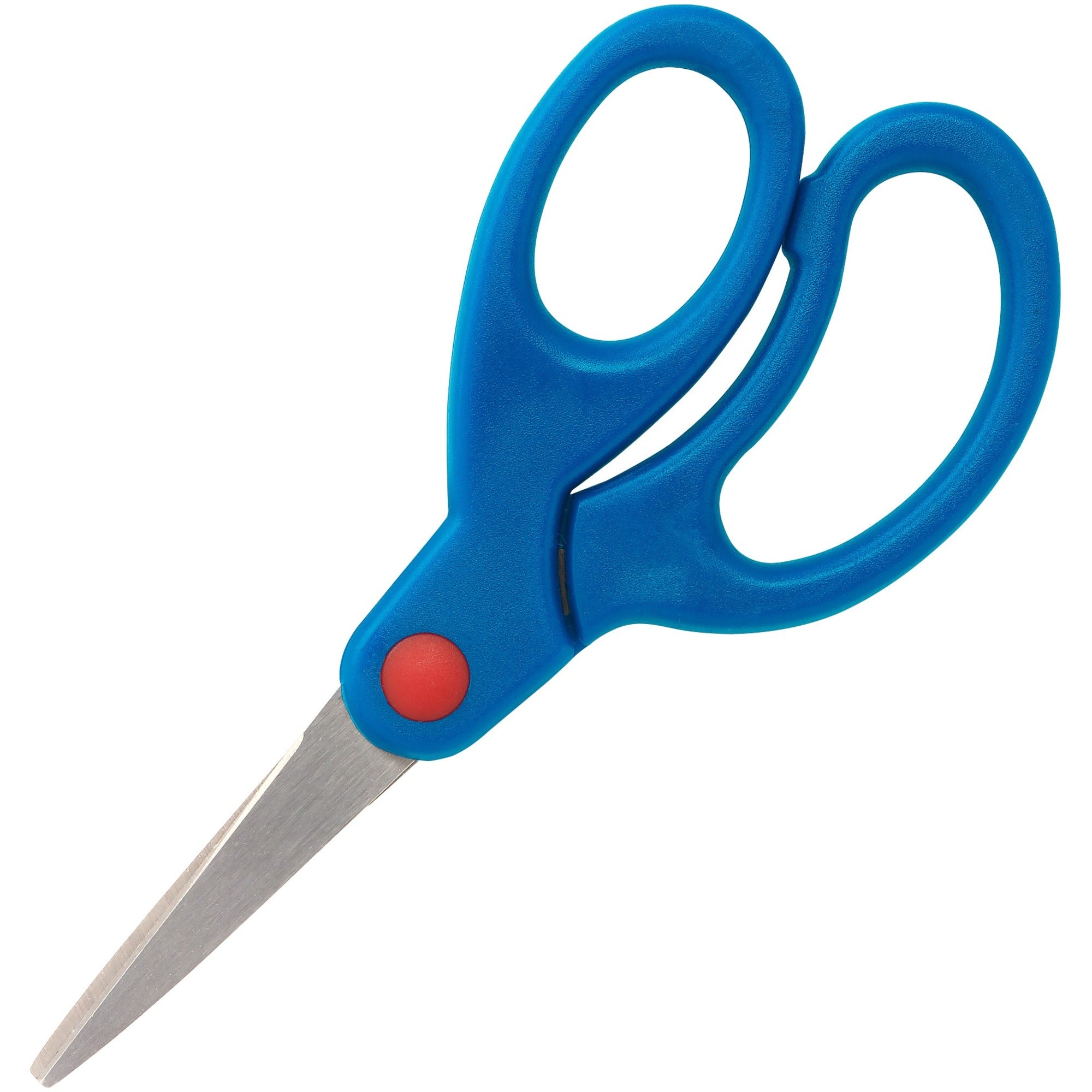 Sparco Bent Handle 5" Kids Scissors - 5" Overall Length - Stainless Steel - Pointed Tip - Blue - 1 Each - 