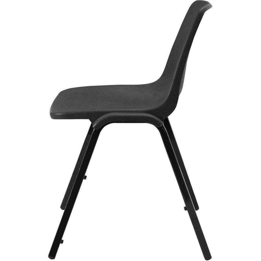 Lorell Molded Stacking Chairs - Black Polypropylene Seat - Black Polypropylene Back - Black, Powder Coated Metal Frame - Arched Base - 4 / Carton