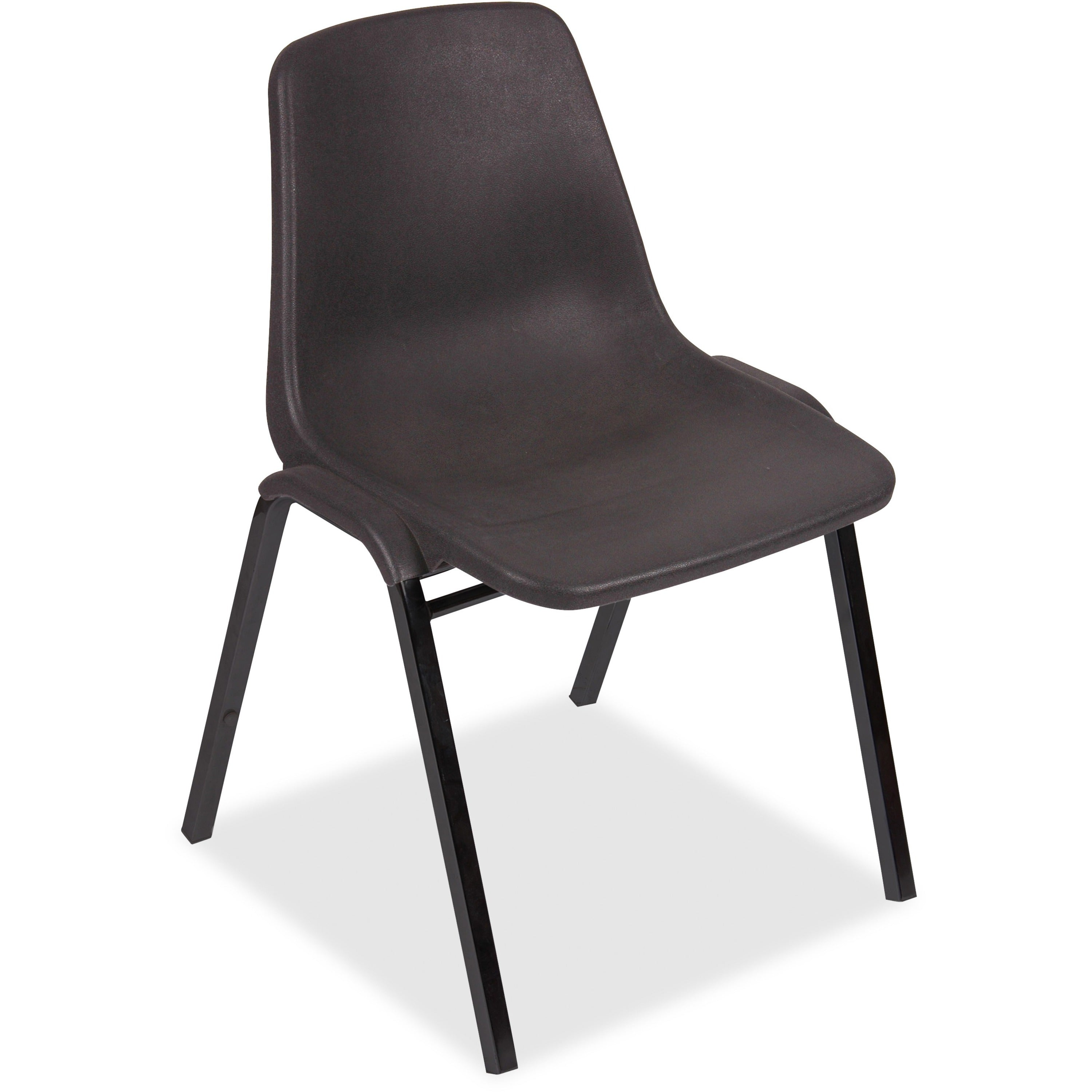 Lorell Molded Stacking Chairs - Black Polypropylene Seat - Black Polypropylene Back - Black, Powder Coated Metal Frame - Arched Base - 4 / Carton - 