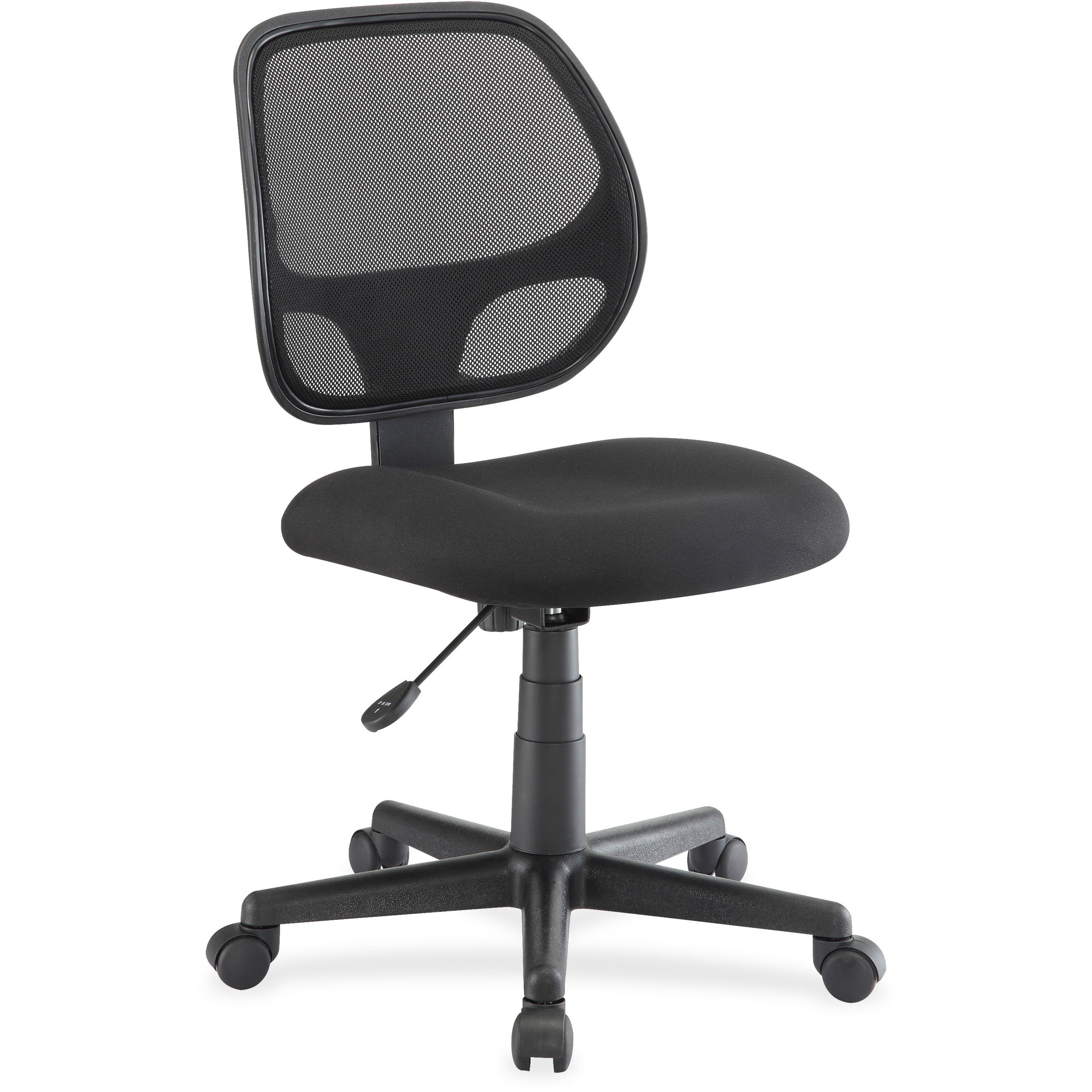 Lorell Multi-task Office Chair - Black Fabric Seat - Black Mesh Back - 5-star Base - Black - 1 Each - 