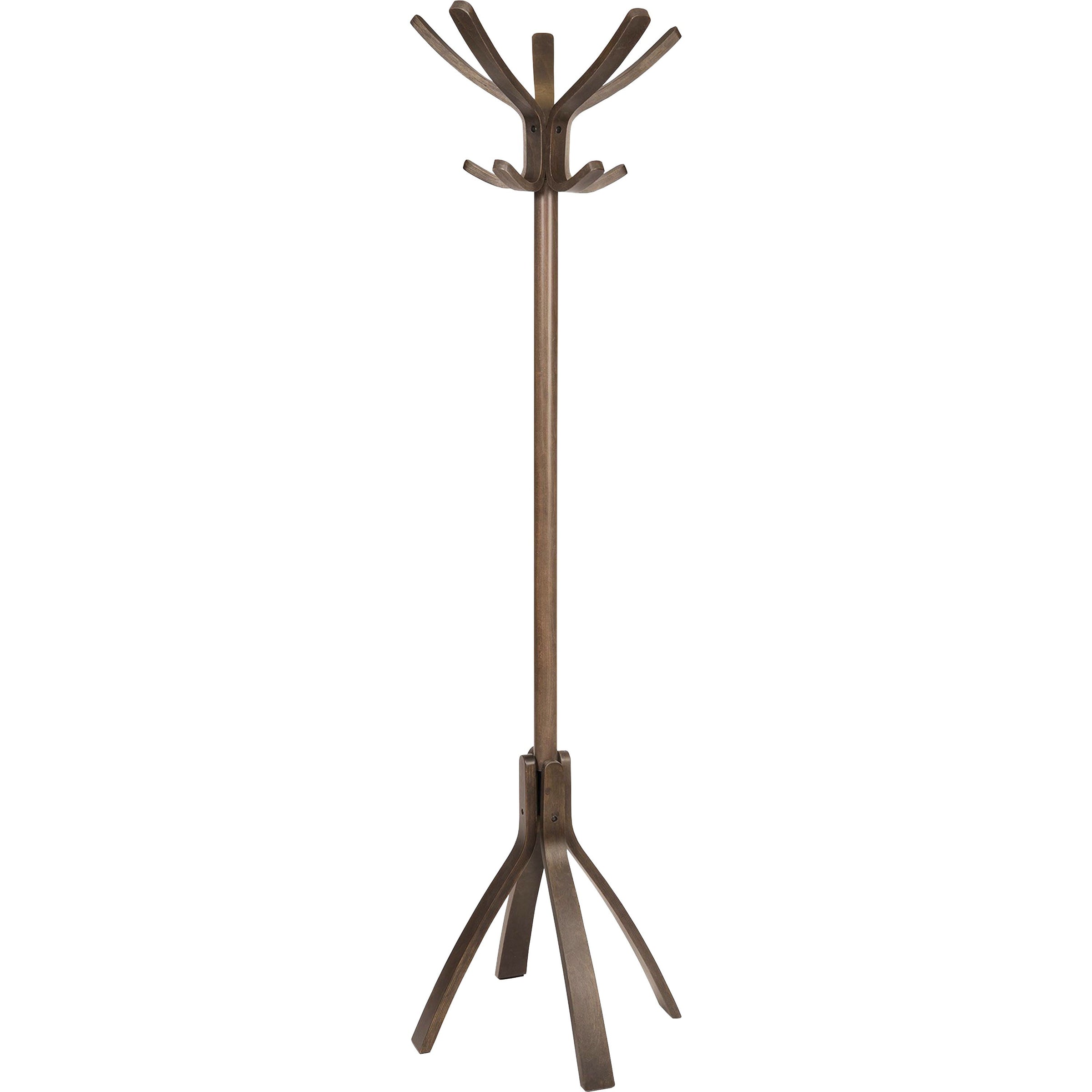 Cafe Wood Coat Stand, Ten Peg/Five Hook, 21.67w x 21.67d x 69.33h, Espresso Brown