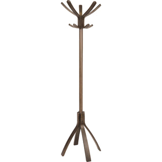 Cafe Wood Coat Stand, Ten Peg/Five Hook, 21.67w x 21.67d x 69.33h, Espresso Brown