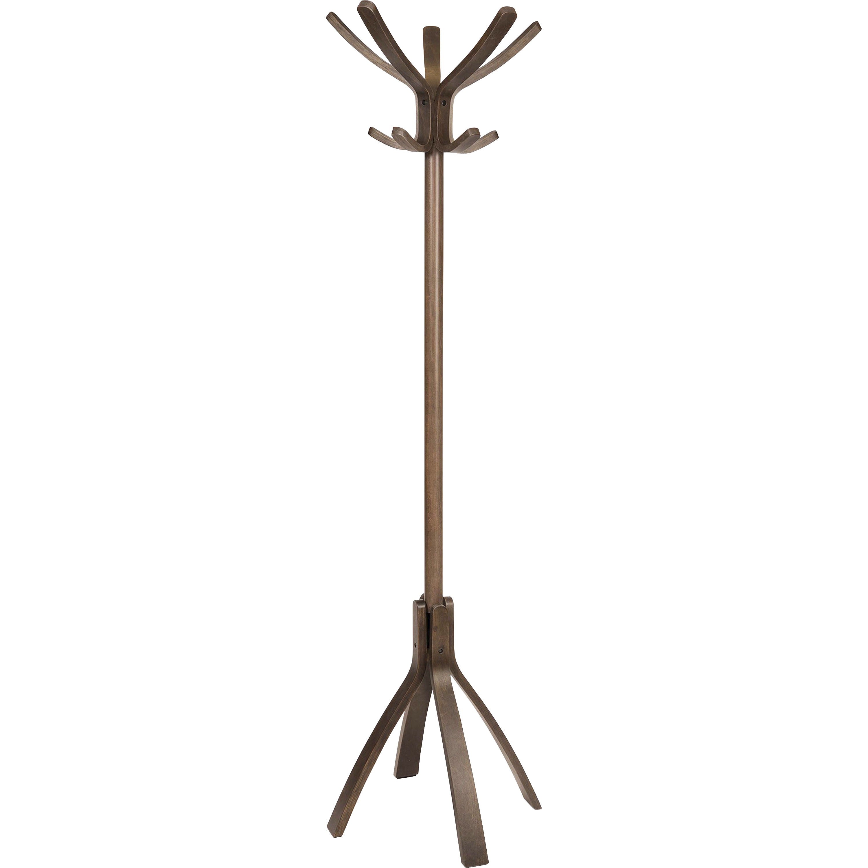 Cafe Wood Coat Stand, Ten Peg/Five Hook, 21.67w x 21.67d x 69.33h, Espresso Brown
