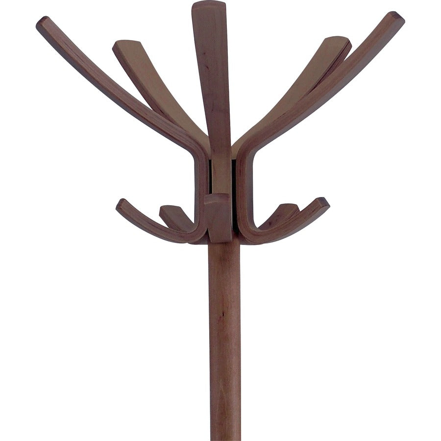 Cafe Wood Coat Stand, Ten Peg/Five Hook, 21.67w x 21.67d x 69.33h, Espresso Brown