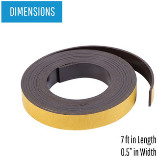 MasterVision 1/2"x7' Adhesive Magnetic Roll Tape - 7 ft Length x 0.50" Width - For Picture, Business Card, Document, Labeling - 1 Each - Black