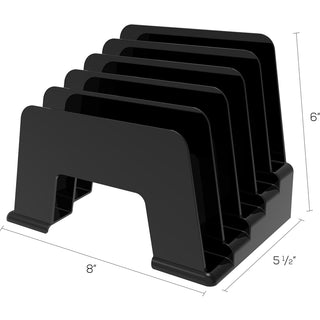 Deflecto Sustainable Office Small Incline Sorter - 5 Compartment(s) - 6" Height x 8" Width x 5.5" DepthDesktop - Sturdy - 30% Recycled - Black - Plastic - 1 Each
