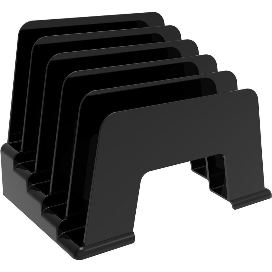 Deflecto Sustainable Office Small Incline Sorter - 5 Compartment(s) - 6" Height x 8" Width x 5.5" DepthDesktop - Sturdy - 30% Recycled - Black - Plastic - 1 Each