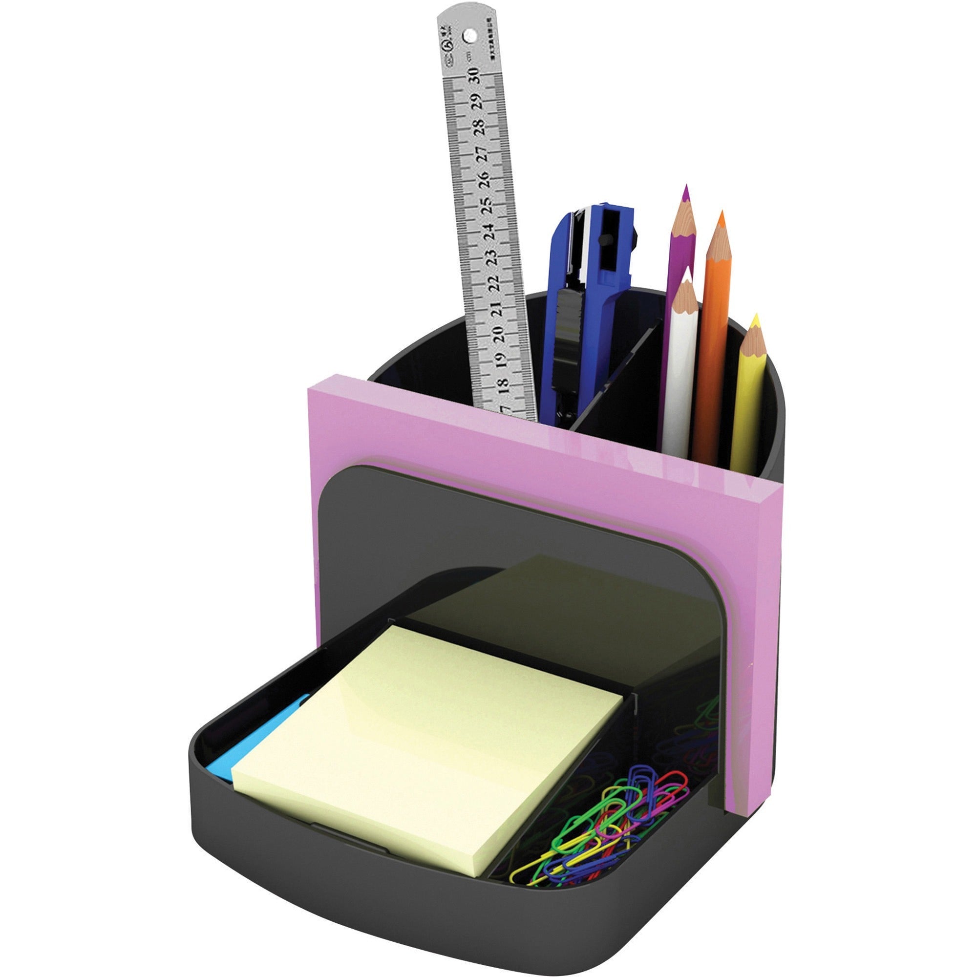 Deflecto Sustainable Office Desk Caddy - 5" Height x 5.4" Width x 6.8" DepthDesktop - 30% Recycled - Black - Plastic - 1 Each - 