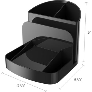 Deflecto Sustainable Office Desk Caddy - 5" Height x 5.4" Width x 6.8" DepthDesktop - 30% Recycled - Black - Plastic - 1 Each