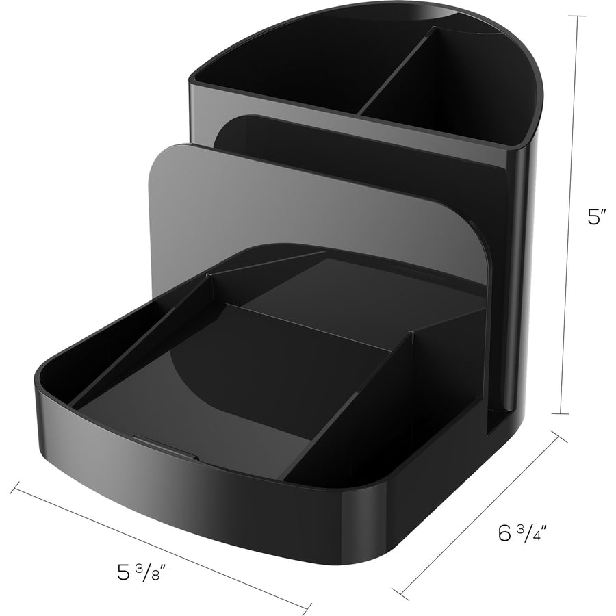 Deflecto Sustainable Office Desk Caddy - 5" Height x 5.4" Width x 6.8" DepthDesktop - 30% Recycled - Black - Plastic - 1 Each