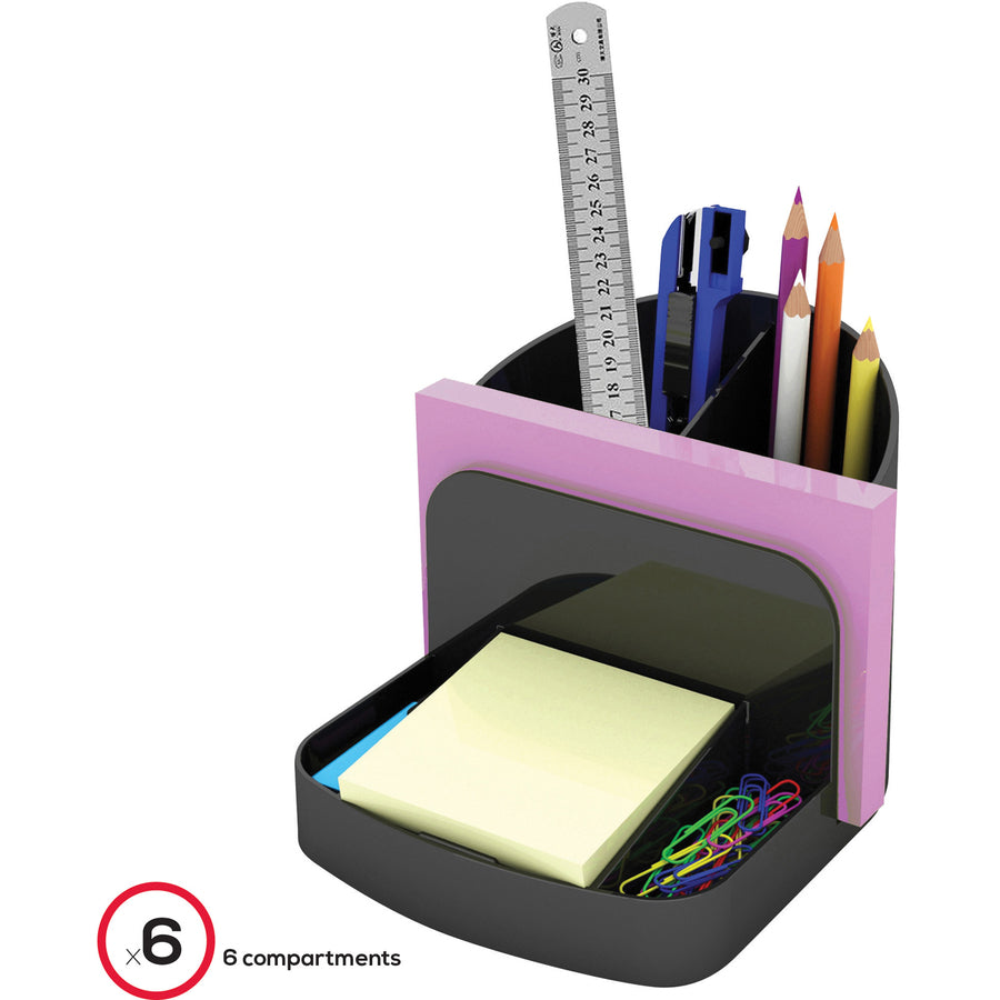 Deflecto Sustainable Office Desk Caddy - 5" Height x 5.4" Width x 6.8" DepthDesktop - 30% Recycled - Black - Plastic - 1 Each
