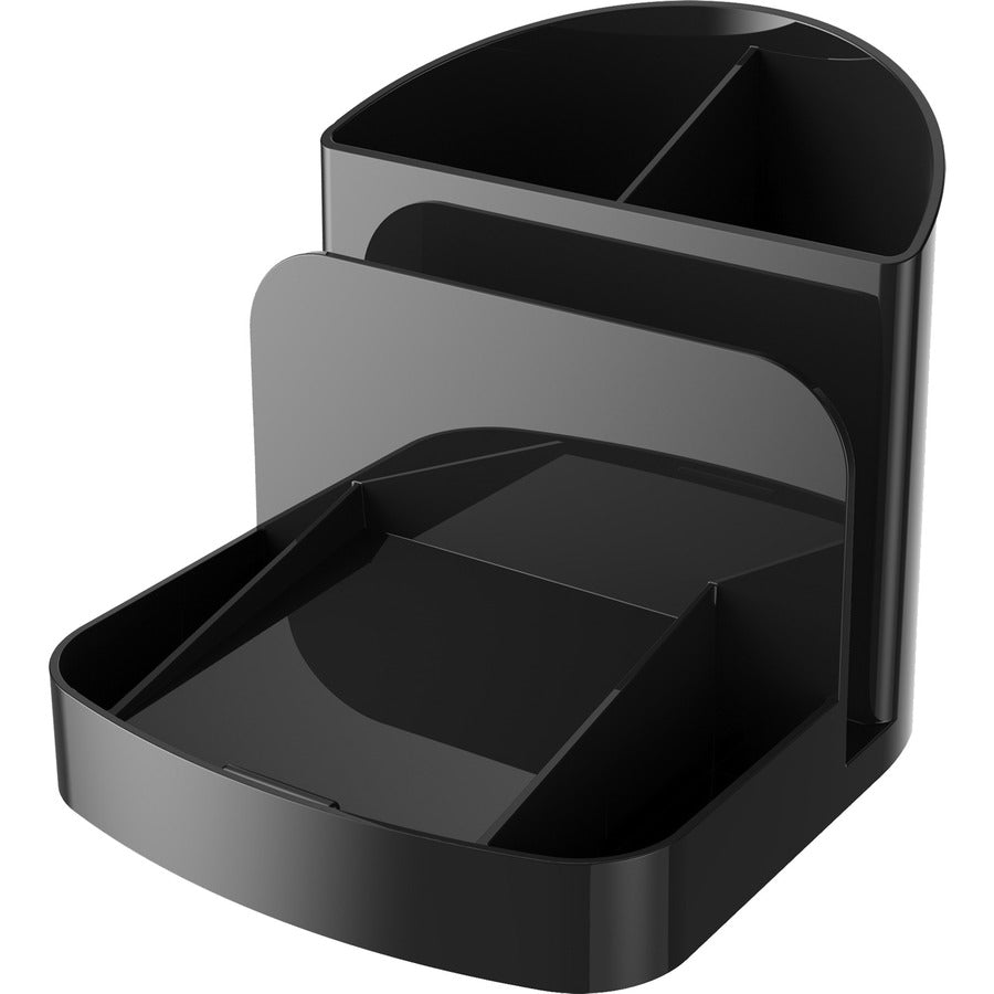 Deflecto Sustainable Office Desk Caddy - 5" Height x 5.4" Width x 6.8" DepthDesktop - 30% Recycled - Black - Plastic - 1 Each