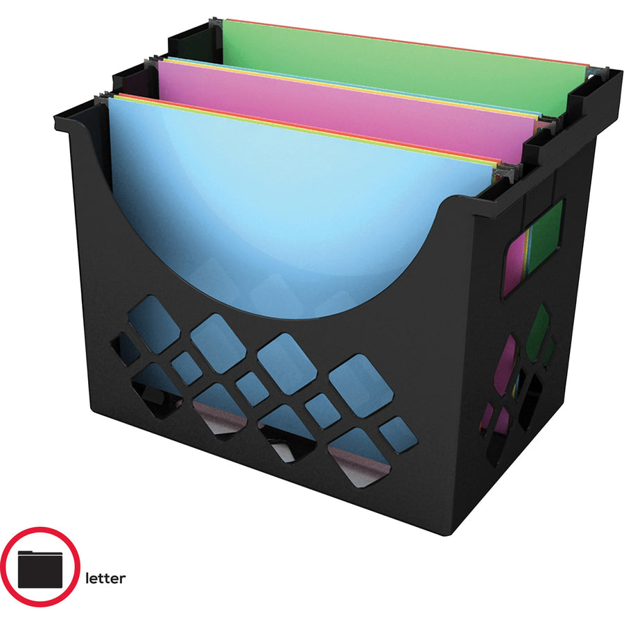 Deflecto Sustainable Office Desktop Hanging File Holder - 9.6" Height x 13.3" Width x 8.5" DepthDesktop - Sturdy - 30% Recycled - Black - 1 Each