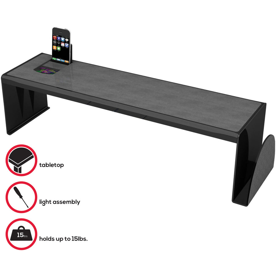 Deflecto Sustainable Office Heavy-Duty Desk Shelf - 6.8" Height x 25.6" Width x 7" DepthDesktop - Sturdy, Document Holder - 30% Recycled - Black - Plastic - 1 Each - 