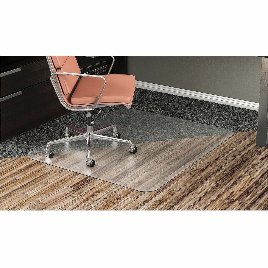Deflecto DuoMat Multi-surface Chairmat - Carpet, Hard Floor - 53" Length x 45" Width - Lip Size 25" Length x 12" Width - Rectangular - Classic - Clear - 1Each