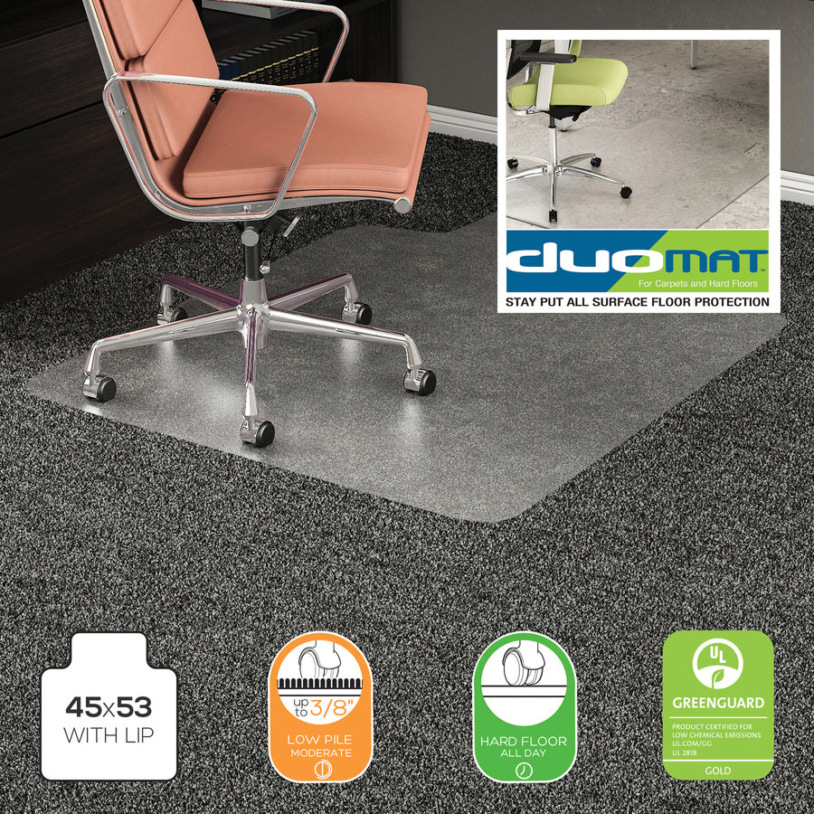 deflecto-duomat-multi-surface-chairmat-carpet-hard-floor-53-length-x-45-width-lip-size-25-length-x-12-width-rectangular-classic-clear-1each_defcm23232duo - 7