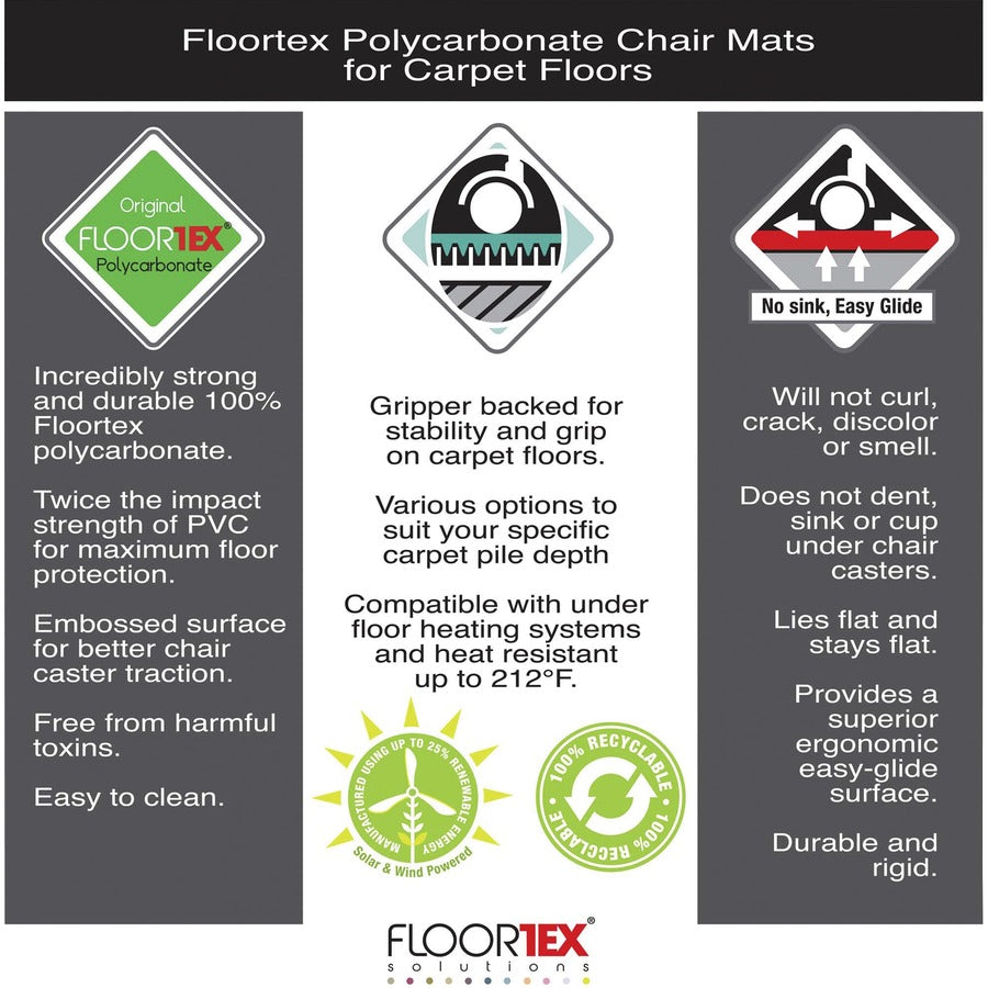Cleartex Ultimat XXL Polycarb. Square General Office Mat for Carpets, 60 x 60, Clear