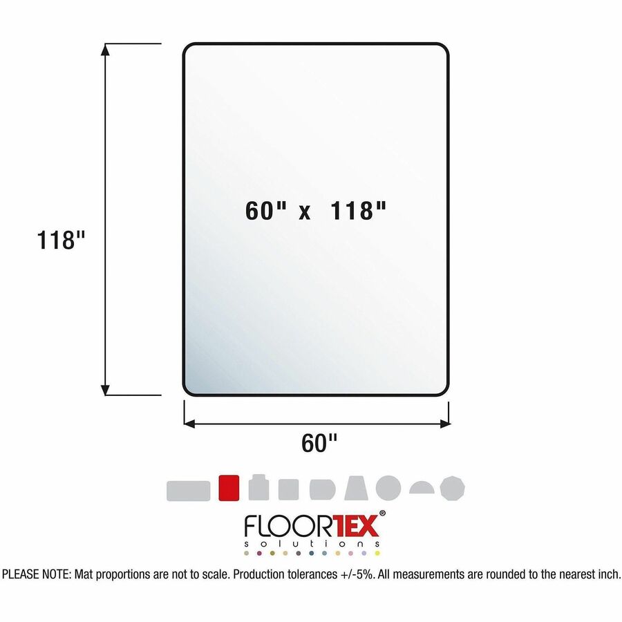Ultimat XXL Polycarbonate Rectangular Chair Mat for Carpets - 60" x 118" - Clear Rectangular Polycarbonate Chair Mat For Carpets - 118" L x 60" W x 0.09" D