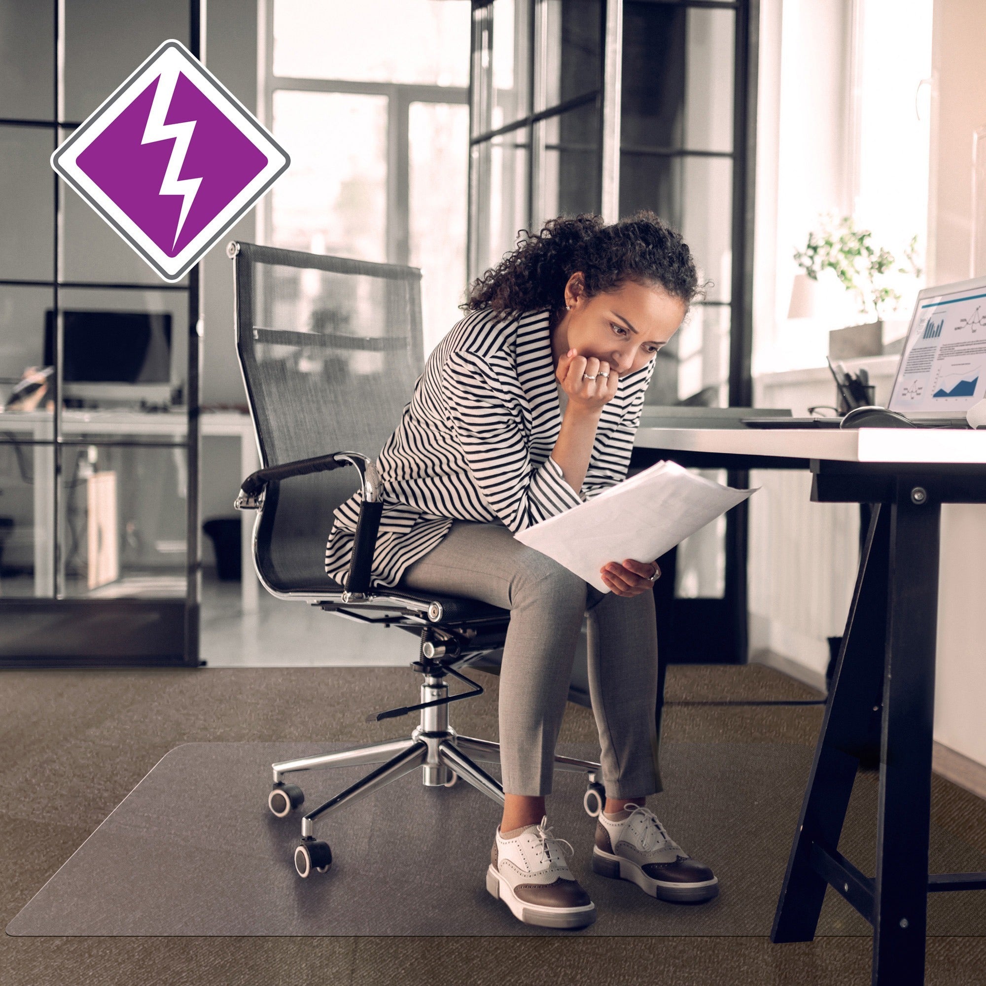 Computex Anti-Static Vinyl Rectangular Chair Mat for Carpets up to 3/8" - 48" x 60" - Carpet, Electrical Equipment, Home, Office - 60" Length x 48" Width x 0.110" Depth x 0.110" Thickness - Rectangular - Polyvinyl Chloride (PVC), Vinyl - Clear -