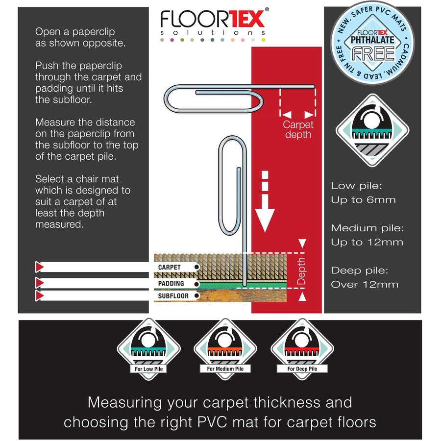 Computex Anti-Static Vinyl Rectangular Chair Mat for Carpets up to 3/8" - 48" x 60" - Carpet, Electrical Equipment, Home, Office - 60" Length x 48" Width x 0.110" Depth x 0.110" Thickness - Rectangular - Polyvinyl Chloride (PVC), Vinyl - Clear -