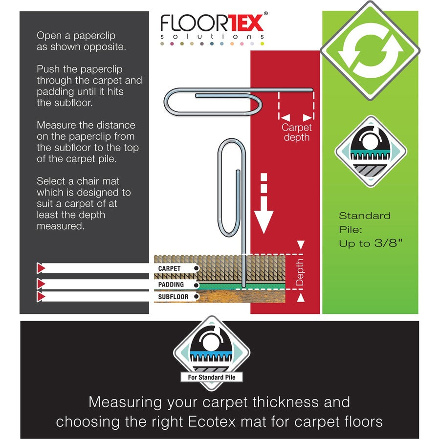 Ecotex Enhanced Polymer Rectangular Chair Mat for Carpets up to 3/8" - 30" x 48" - Home, Office, Carpet - 48" Length x 30" Width x 0.087" Depth x 0.087" Thickness - Rectangular - Polymer - Clear - 1Each - TAA Compliant
