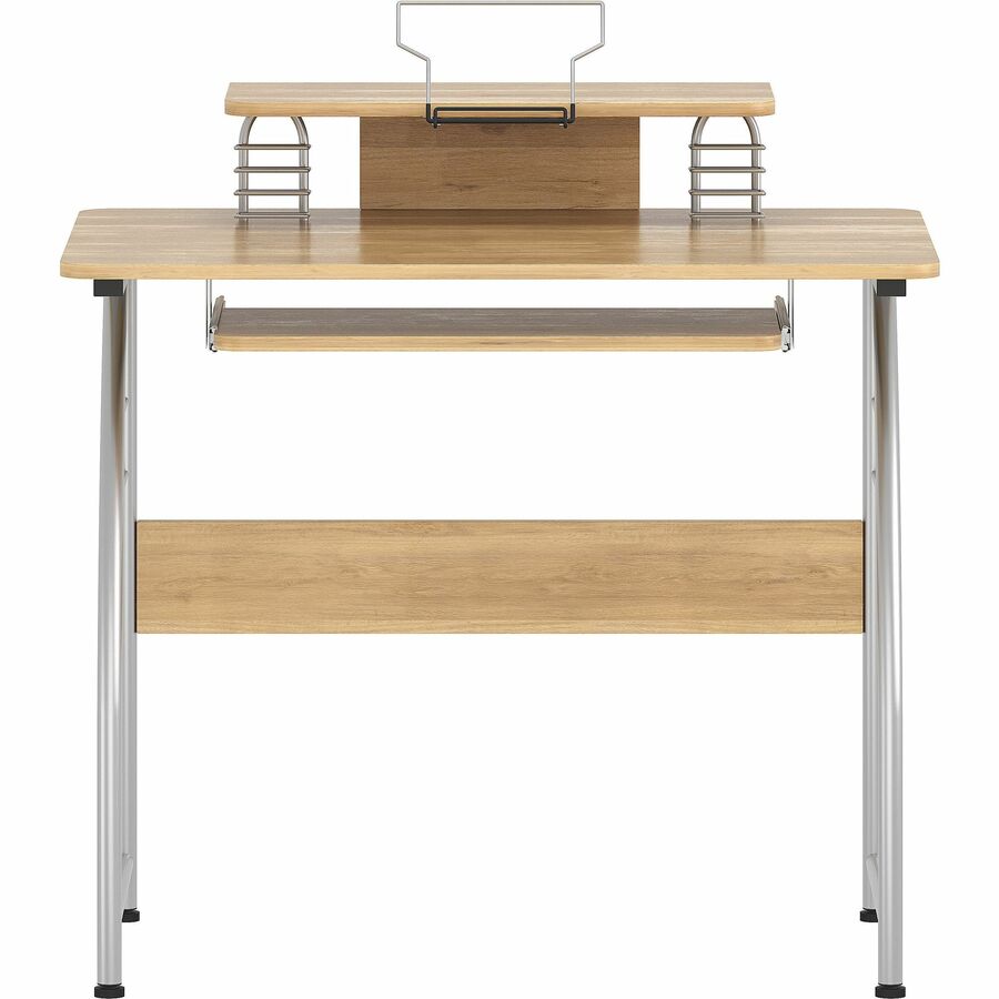Lorell Computer Desk with Upper Shelf - For - Table TopLaminated Rectangle Top x 23.60" Table Top Width x 35.40" Table Top Depth - 35.20" Height - Assembly Required - Maple - Metal - 1 Each