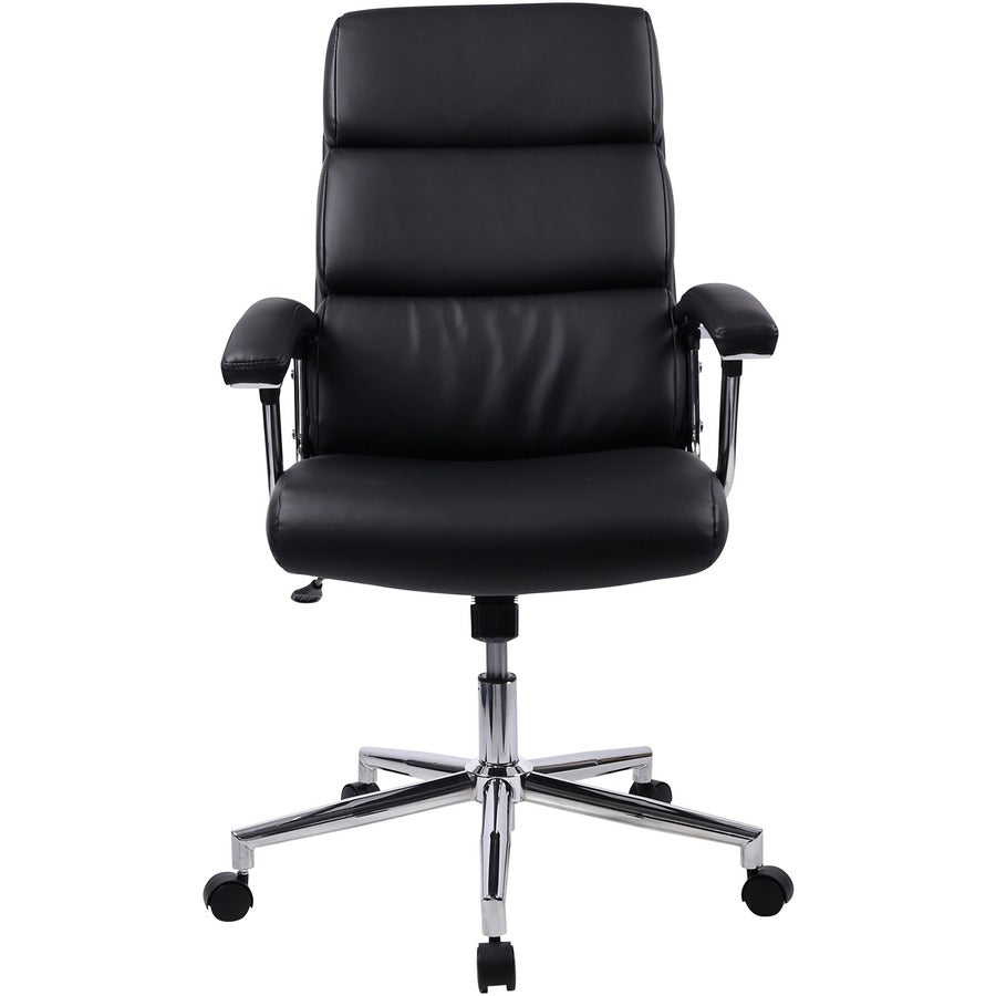 Lorell High-back Office Chair - Black Bonded Leather Seat - Black Bonded Leather Back - 1 Each