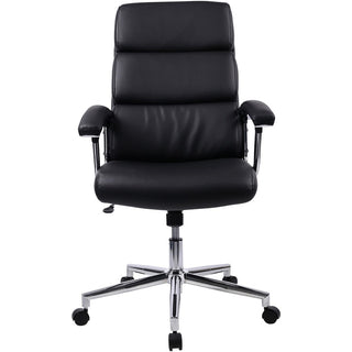 Lorell High-back Office Chair - Black Bonded Leather Seat - Black Bonded Leather Back - 1 Each