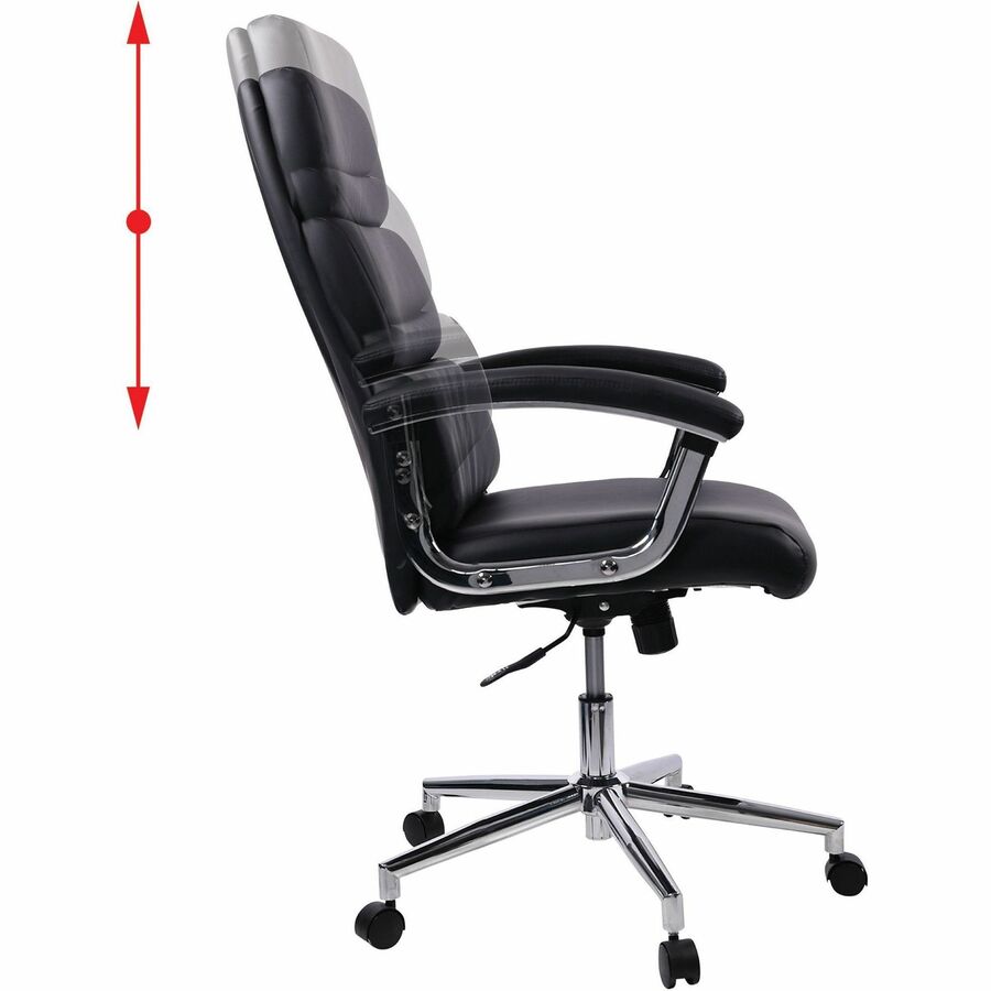 Lorell High-back Office Chair - Black Bonded Leather Seat - Black Bonded Leather Back - 1 Each