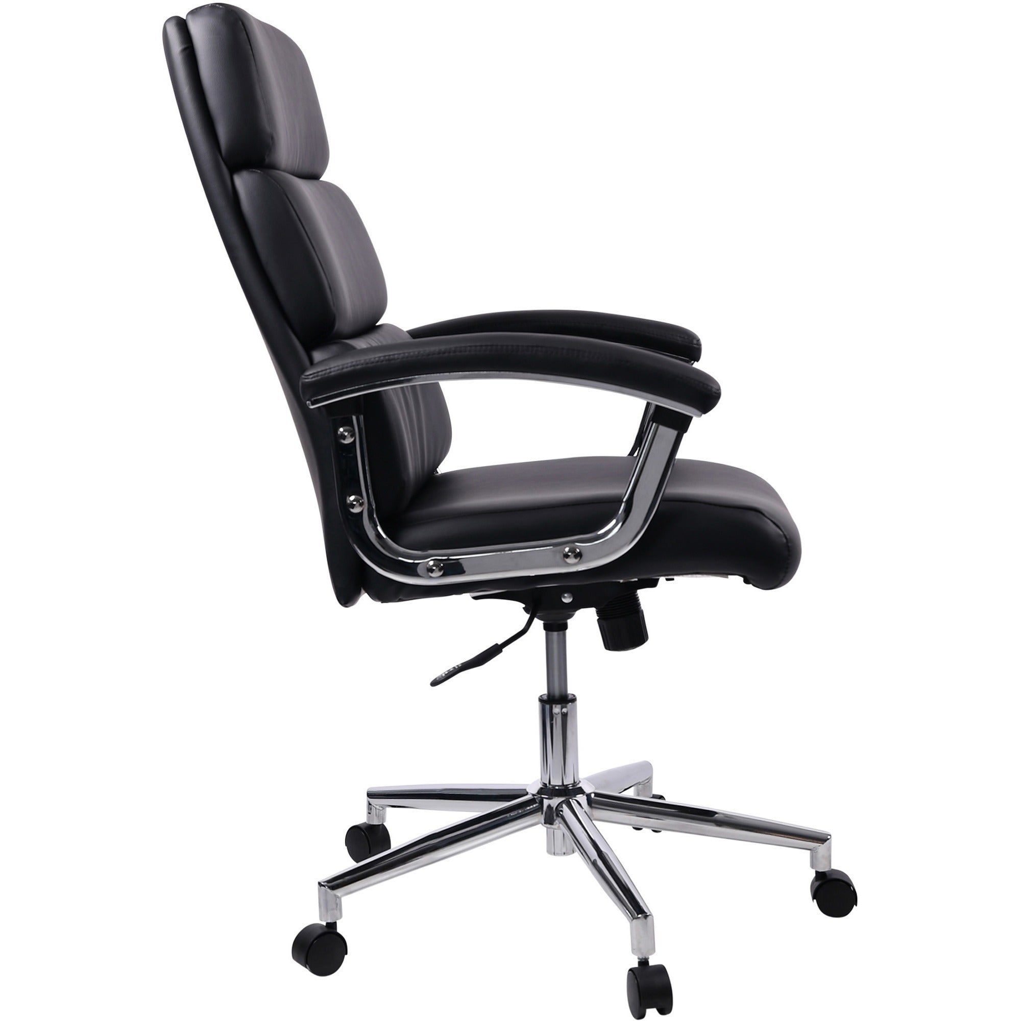 Lorell High-back Office Chair - Black Bonded Leather Seat - Black Bonded Leather Back - 1 Each - 