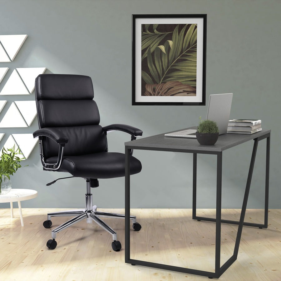 Lorell High-back Office Chair - Black Bonded Leather Seat - Black Bonded Leather Back - 1 Each - 